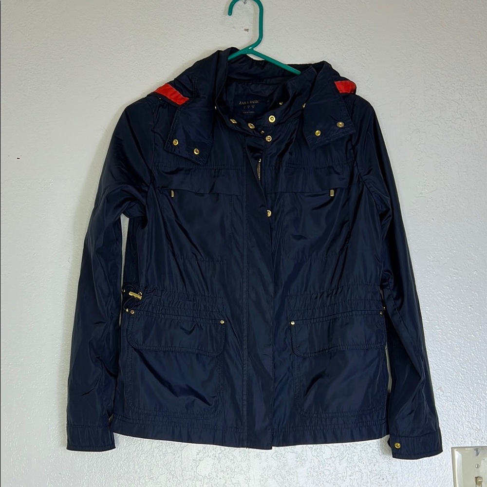 Zara Basic Summer Athletic Jacket Blue With Detac… - image 1
